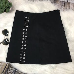 NEW Black faux suede lace up style skirt black